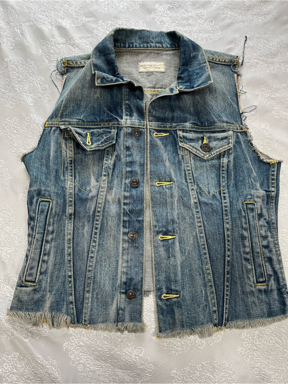 Denim & Supply Ralph Lauren Blue Denim Shirt with Yellow Stitching